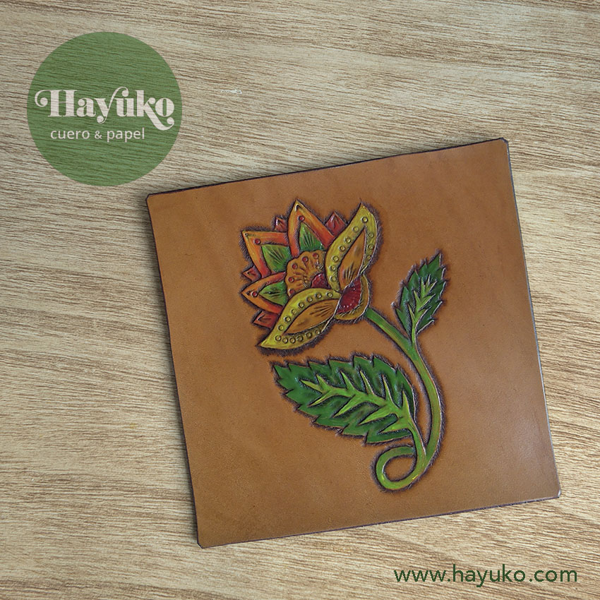 Hayuko, flor, pintada a mano, hecho a mano, cuero
Asturias,,taller artesano, artesanal Gijon