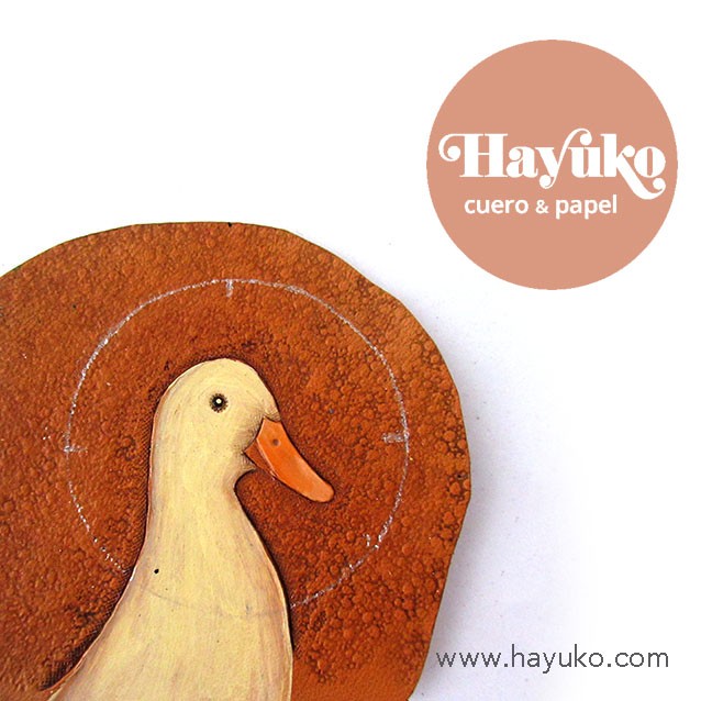 Hayuko , monedero cuadrado, personalizado pato, hecho a mano, cosido a mano,, cuero,
Asturias, artesano, artesania, Gijon
