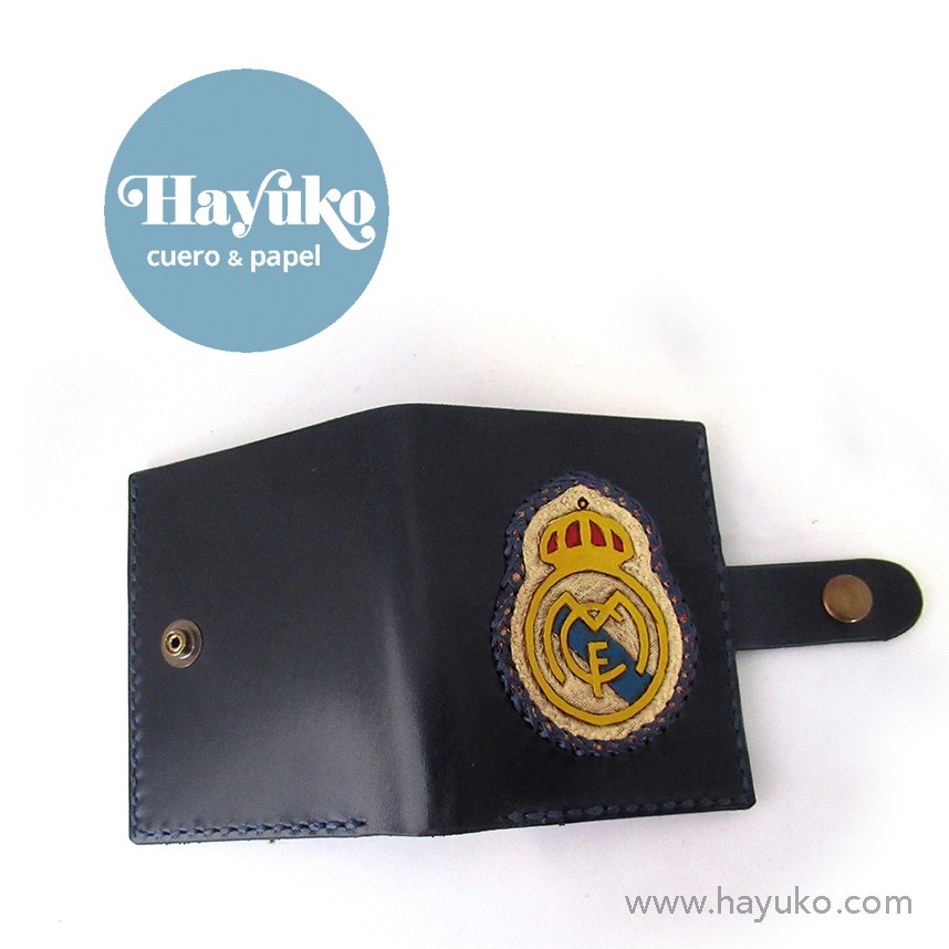 Hayuko , cartera, real madrid, hecho a mano, cosido a mano,, cuero,
Asturias, artesano, artesania, Gijon