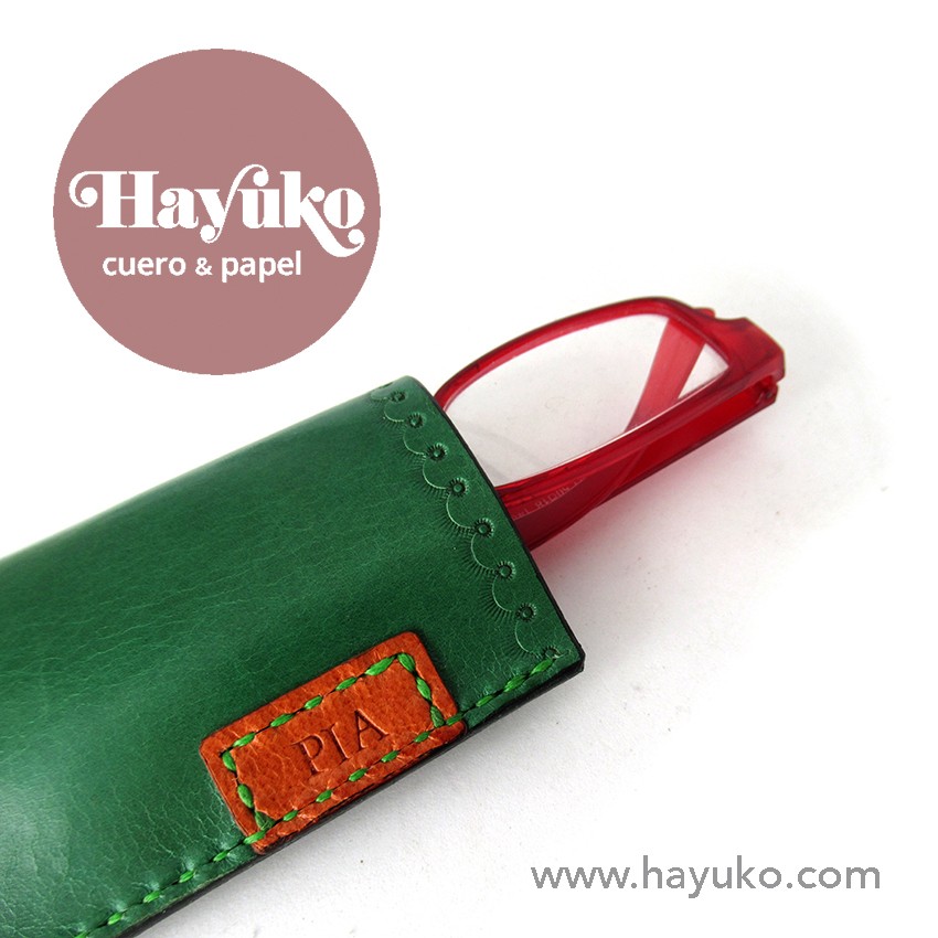 Hayuko funda gafas, hecho a mano, cosido a mano,, cuero,
Asturias, artesano, artesania, Gijon